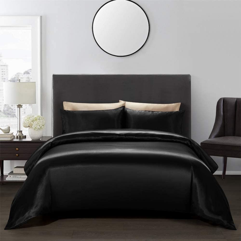 buy black satin silk sheets online