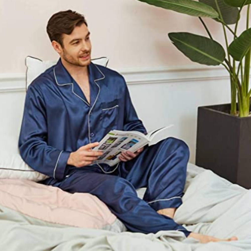 Men's Long Sleeve Satin Pajamas