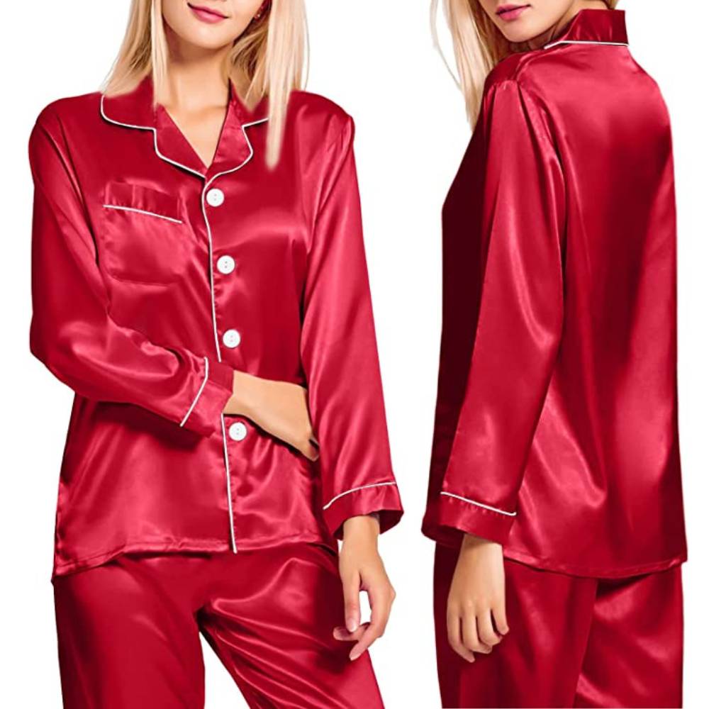 Women's Long Sleeve Satin Pajamas: image 2