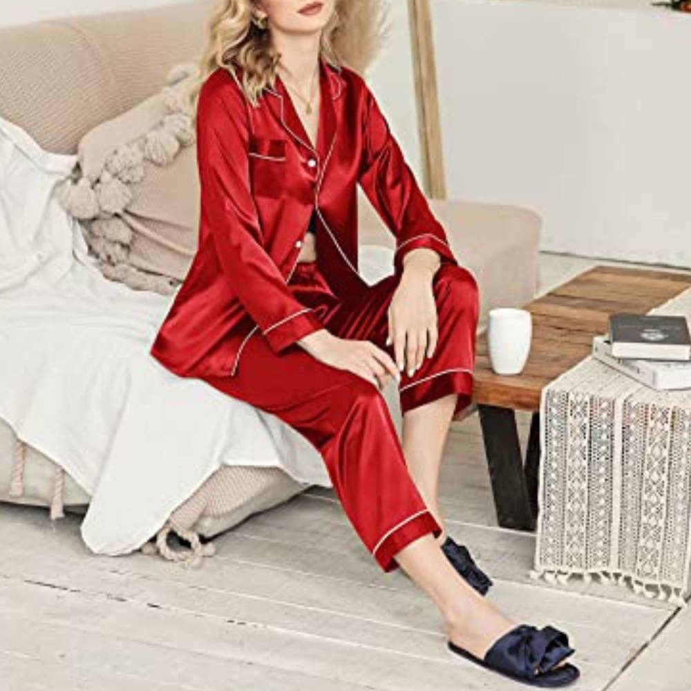 Women's Long Sleeve Satin Pajamas: image 4