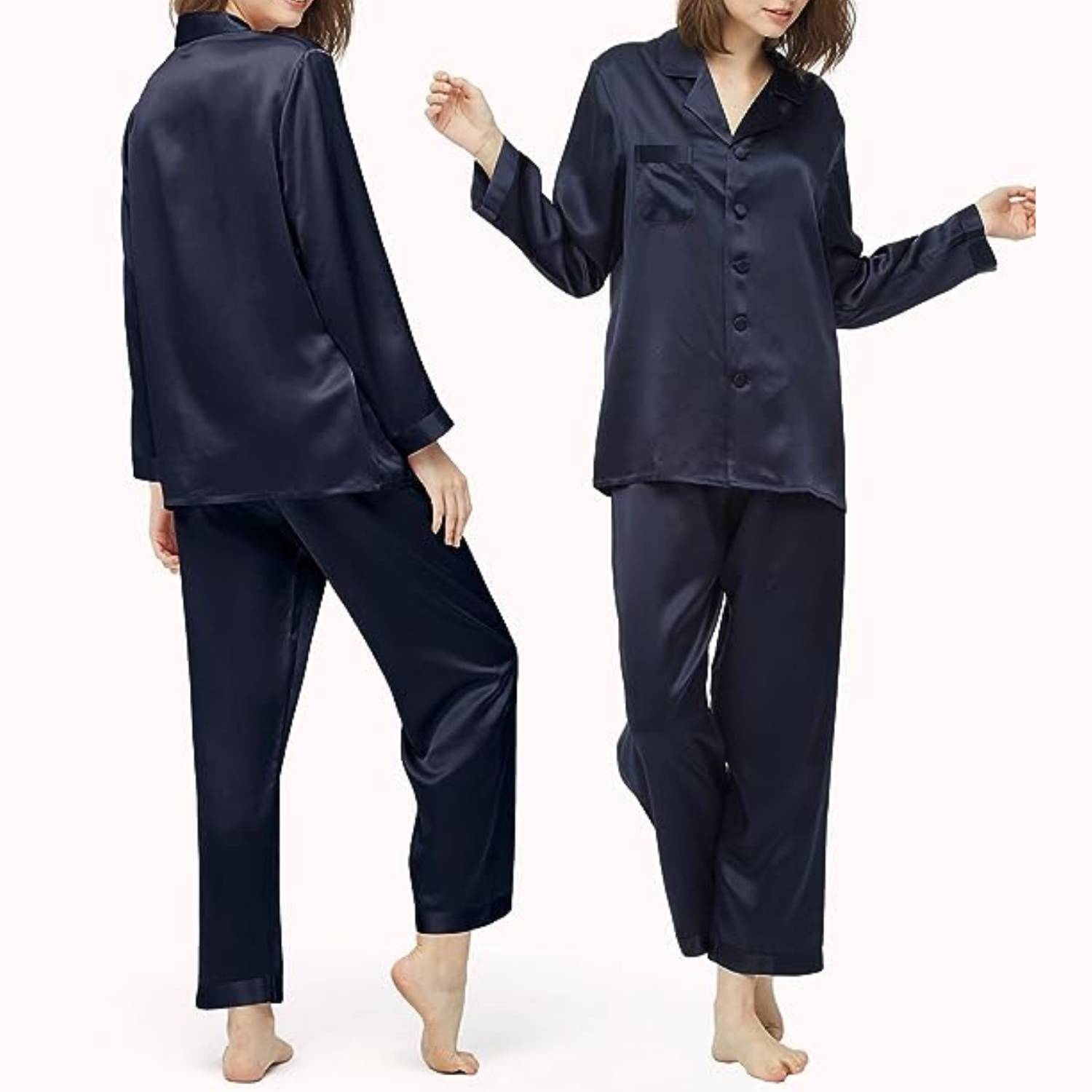 buy womens blue silk pyjamas