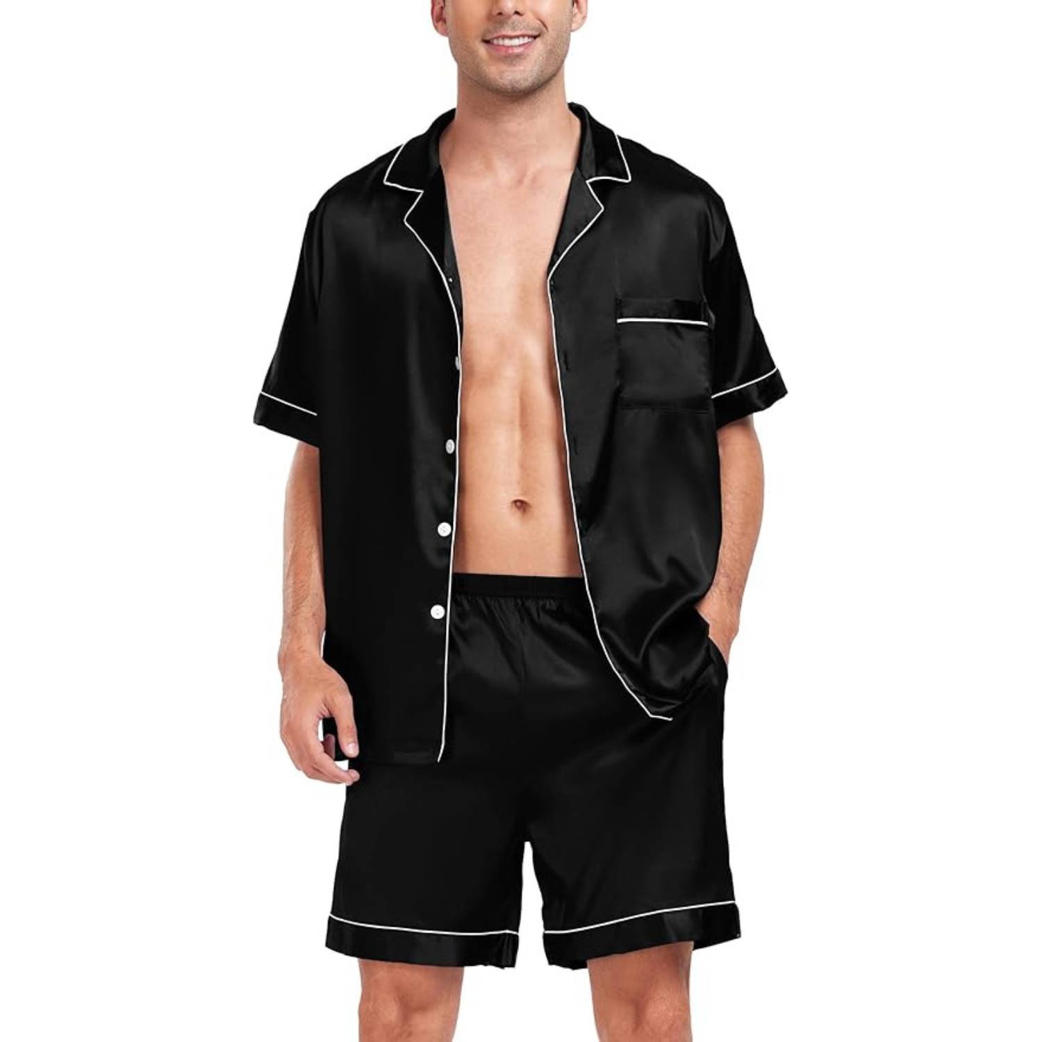 Men's Short Sleeve Satin Pajamas: image 6