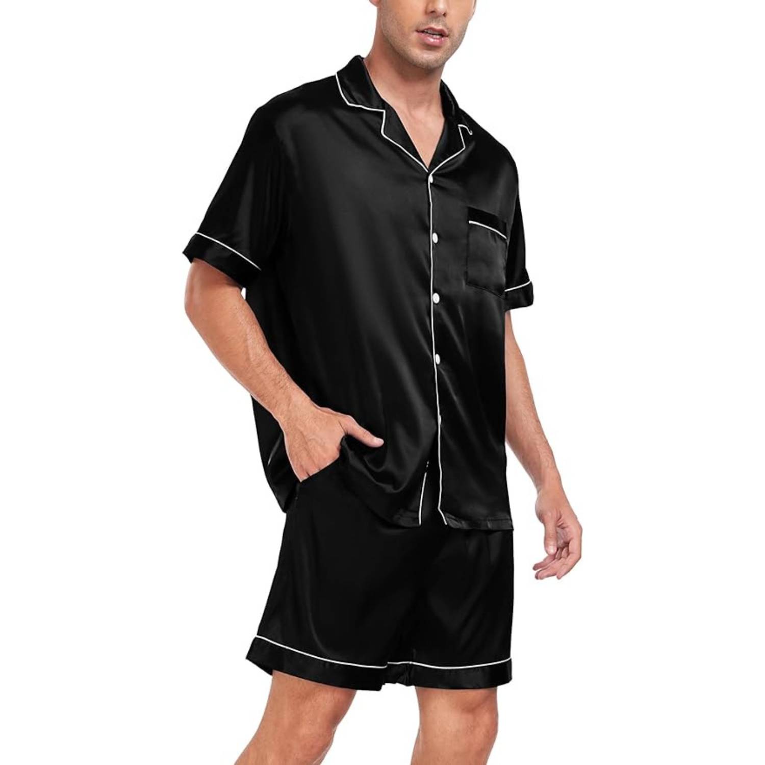 Men's Short Sleeve Satin Pajamas: image 7