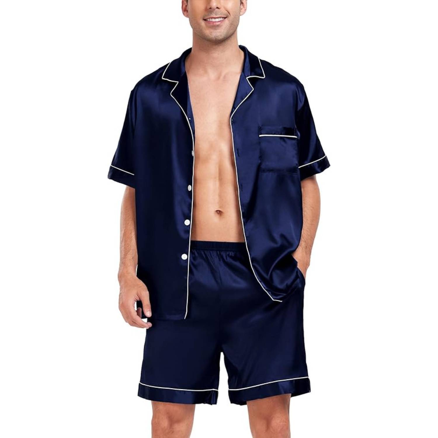 Men's Short Sleeve Satin Pajamas: image 9
