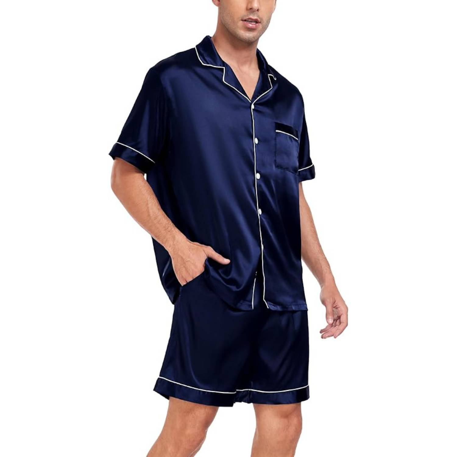 Men's Short Sleeve Satin Pajamas: image 8