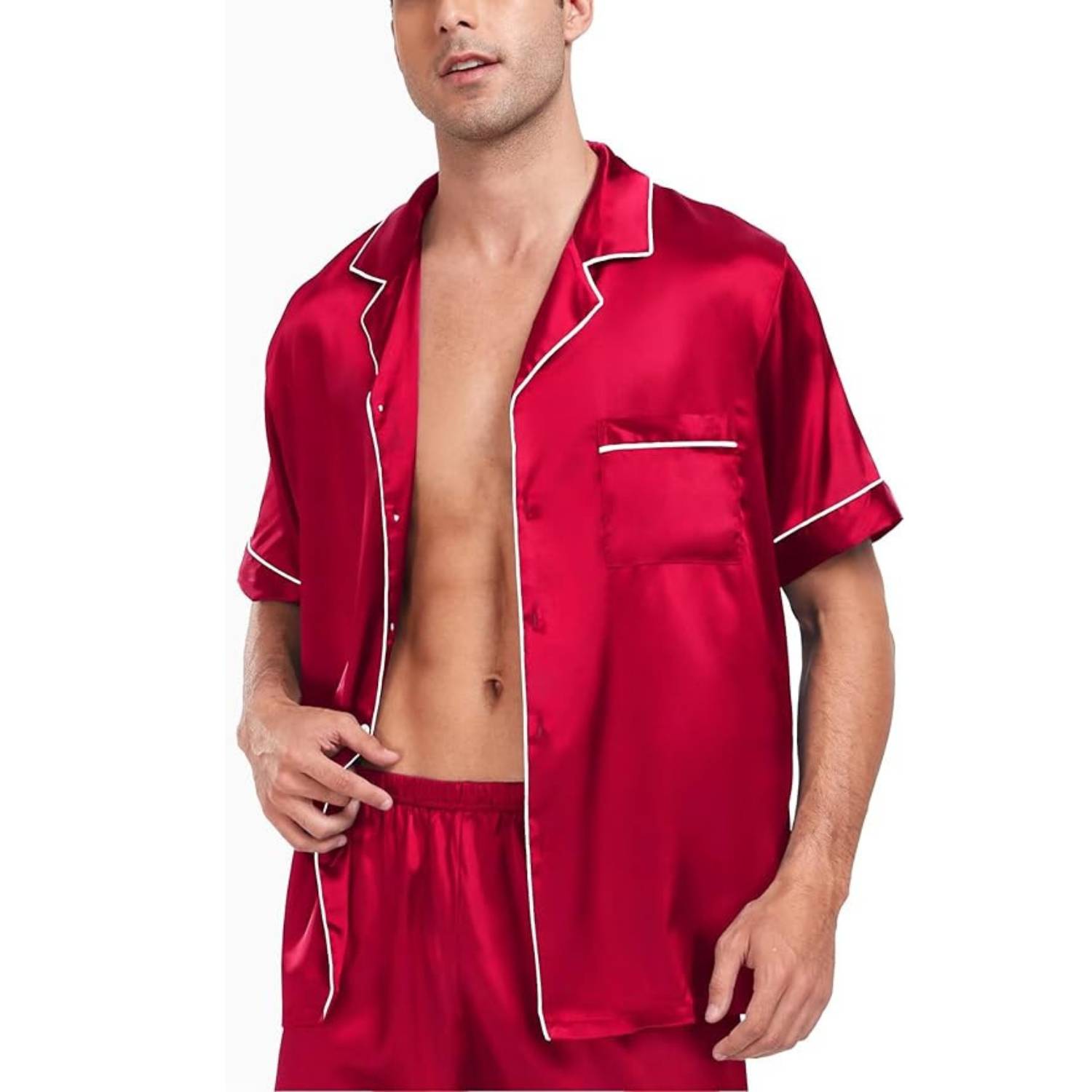 Men's Short Sleeve Satin Pajamas: image 12