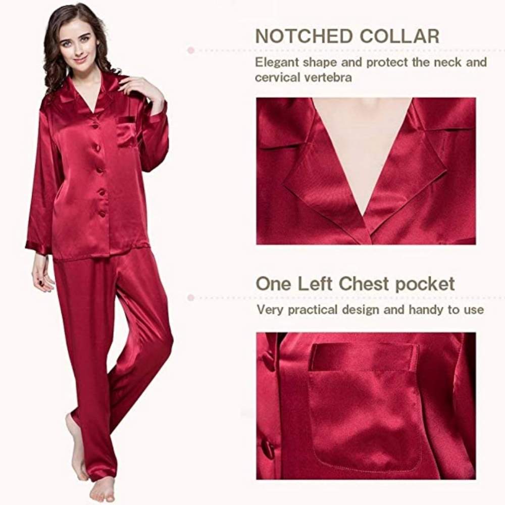 buy ladies red silk lounge wear set