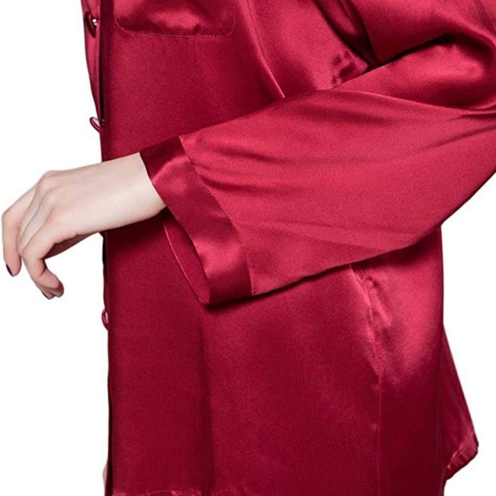 buy womens red silk sleepwear set