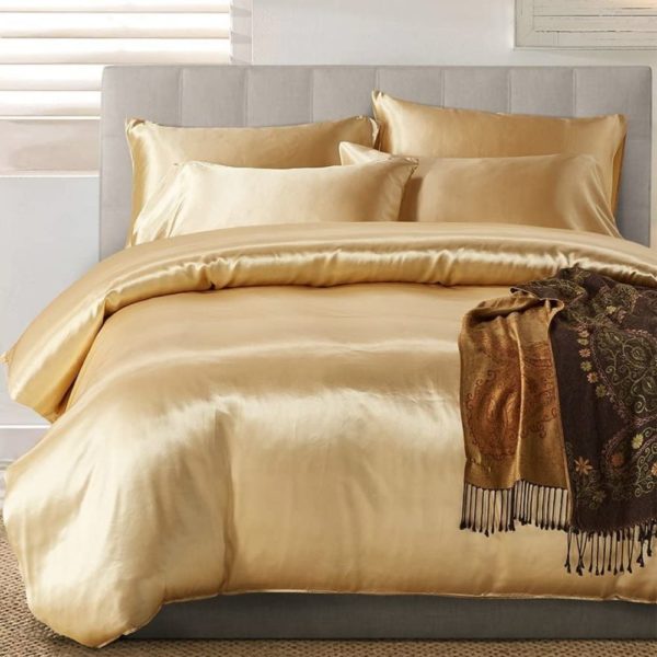 buy gold satin silk sheets online