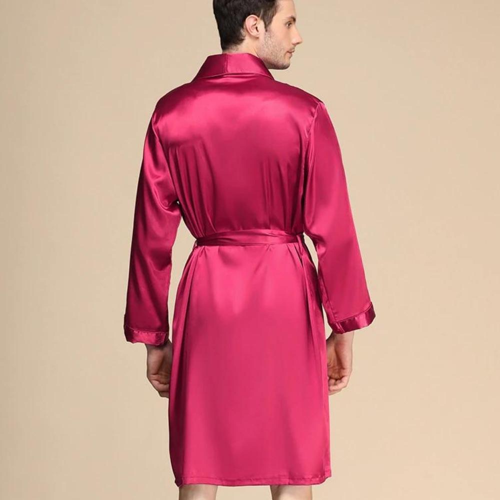 buy red silk robe for men